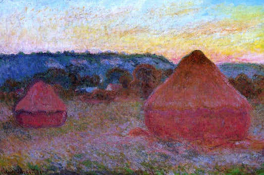  Claude Oscar Monet Two Grainstacks at the End of the Day, Autumn - Canvas Print