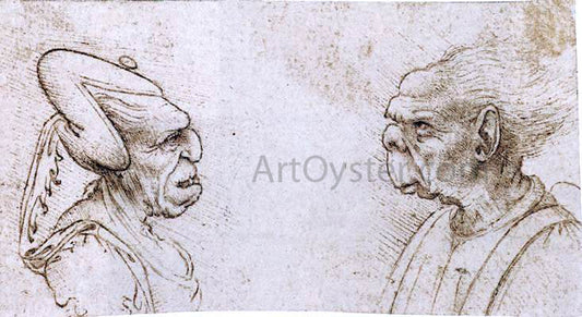  Francesco Melzi Two Grotesque Heads - Canvas Print