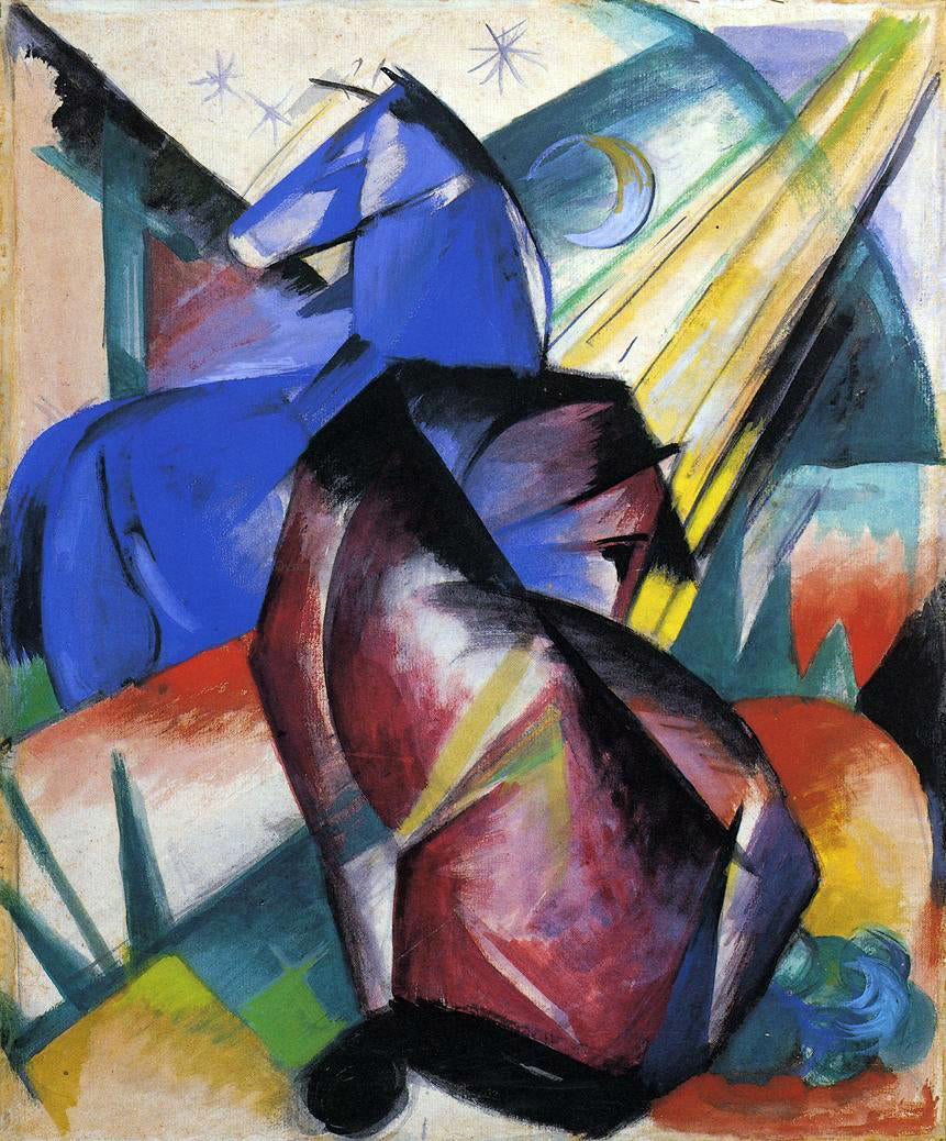  Franz Marc Two Horses, Red and Blue - Canvas Print