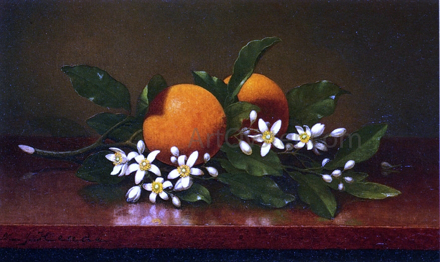  Martin Johnson Heade Two Oranges with Orange Blossoms - Canvas Print