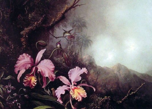 Martin Johnson Heade Two Orchids in a Mountain Landscape - Canvas Print