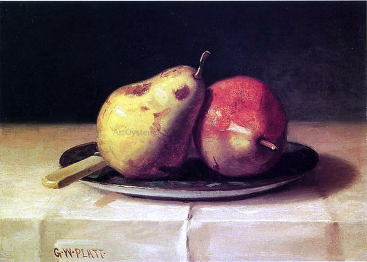  George W Platt Two Pears on a Dish - Canvas Print