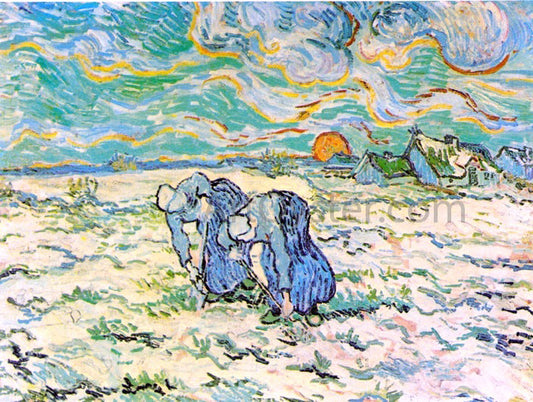  Vincent Van Gogh Two Peasant Women Digging in Field with Snow - Canvas Print