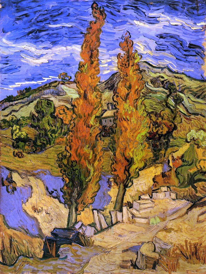  Vincent Van Gogh Two Poplars on a Road through the Hills - Canvas Print