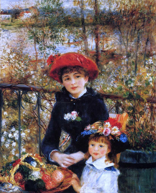  Pierre Auguste Renoir At the Terrace (also known as Two Sisters) - Canvas Print