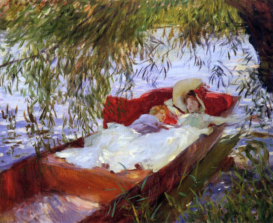  John Singer Sargent Two Women Asleep in a Punt under the Willows - Canvas Print