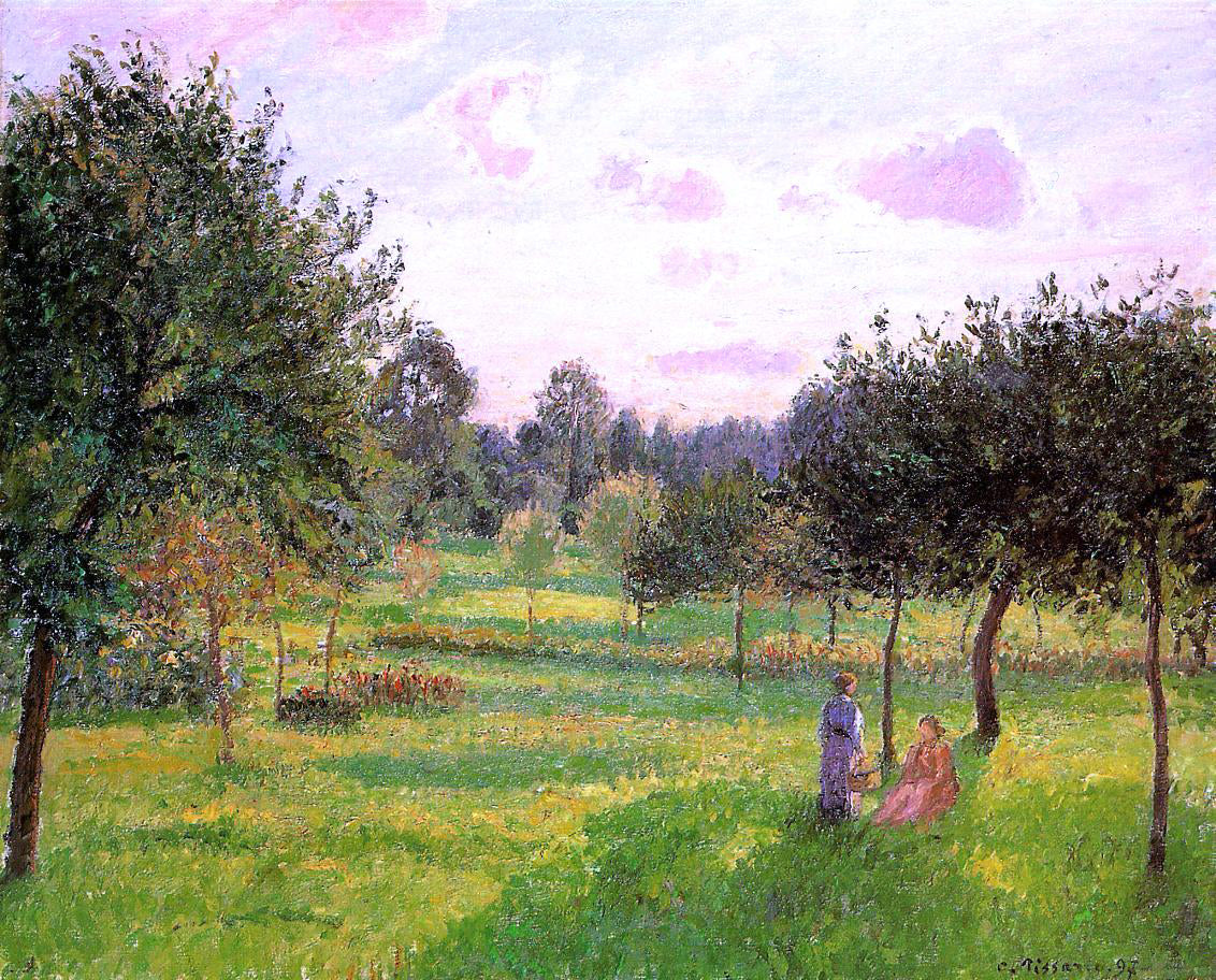  Camille Pissarro Two Women in a Meadow: Sunset at Eragny - Canvas Print