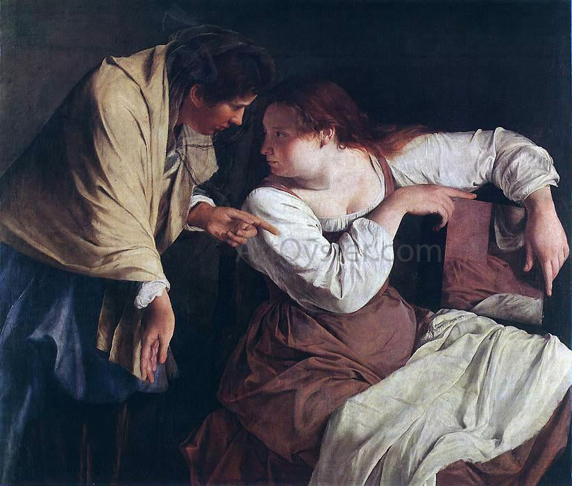  Orazio Gentileschi Two Women with a Mirror - Canvas Print