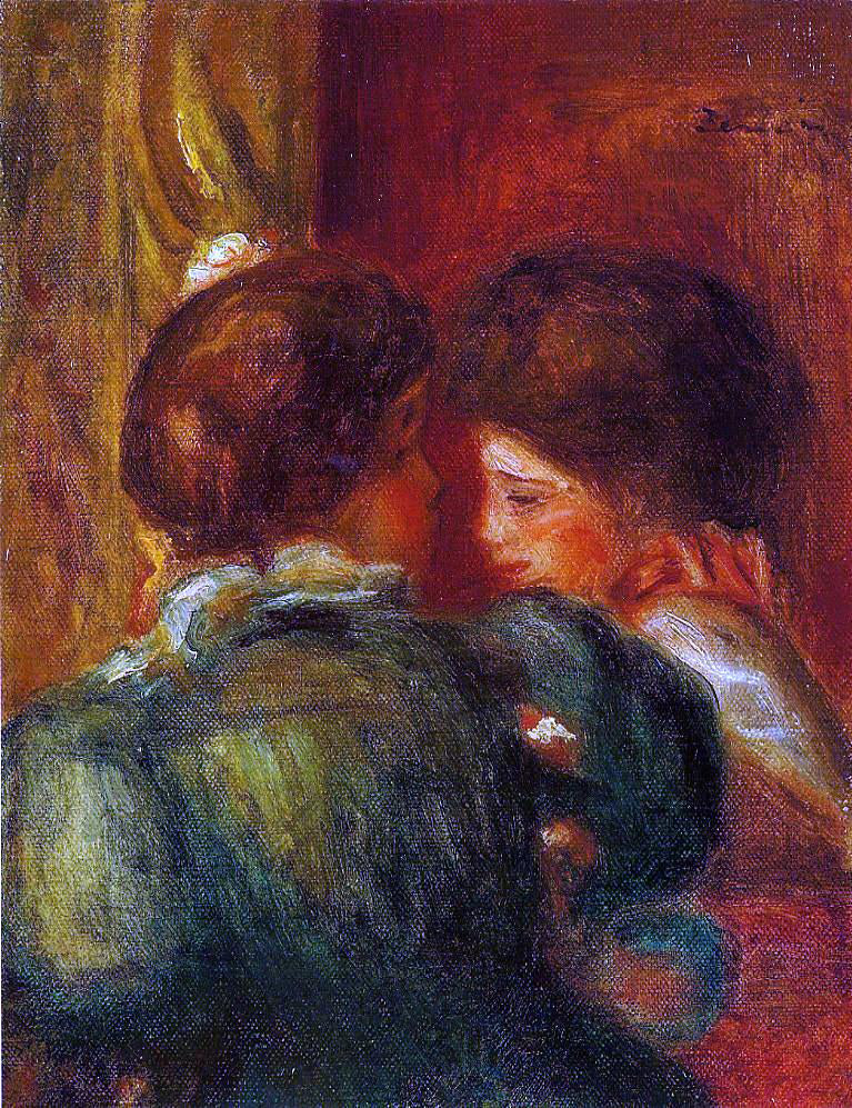  Pierre Auguste Renoir Two Women's Heads (also known as The Loge) - Canvas Print