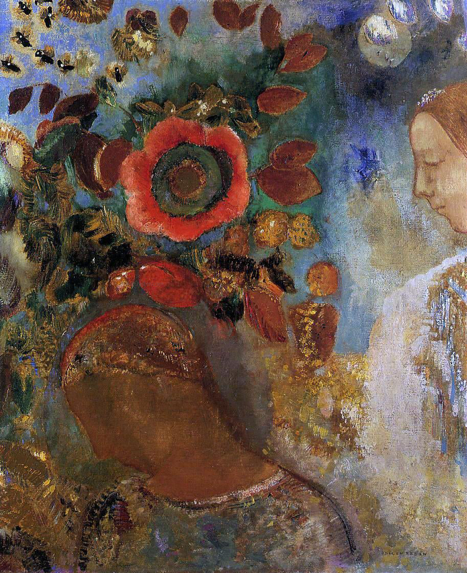  Odilon Redon Two Young Girls among the Flowers - Canvas Print