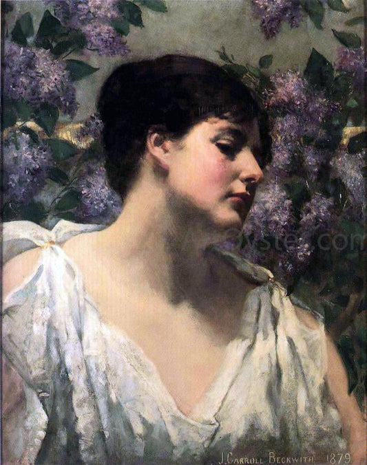  James Carroll Beckwith Under the Lilacs - Canvas Print