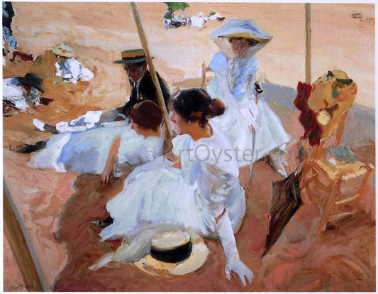  Joaquin Sorolla Y Bastida Under the Awning at Zarauz Beach - Canvas Print