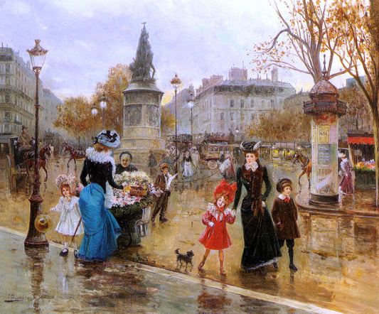  Joaquin Pallares Y Allustante Une Place Animee a Paris - Canvas Print