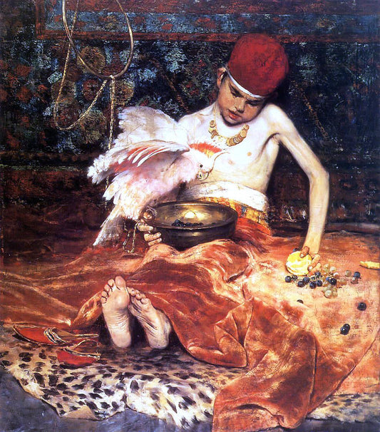  William Merritt Chase Unexpected Intrusion (also known as The Turkish Page) - Canvas Print