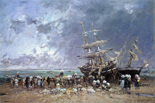  Eugene-Louis Boudin Unloading a Newfoundland Fishing Boat - Canvas Print