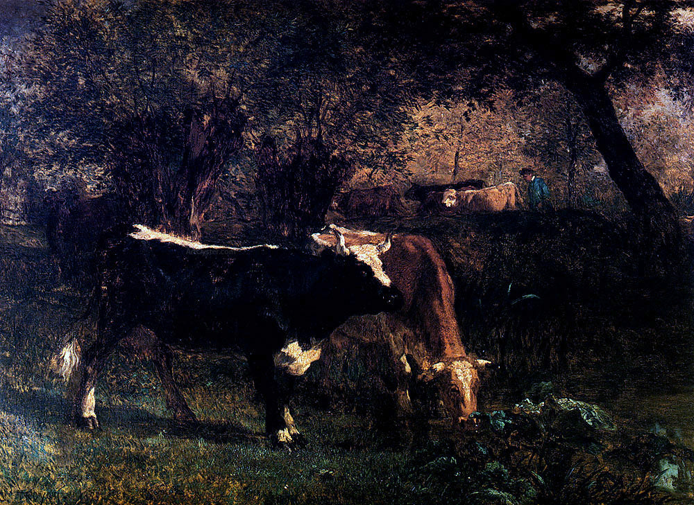  Constant Troyon Vaches A L'Abreuvoir - Canvas Print