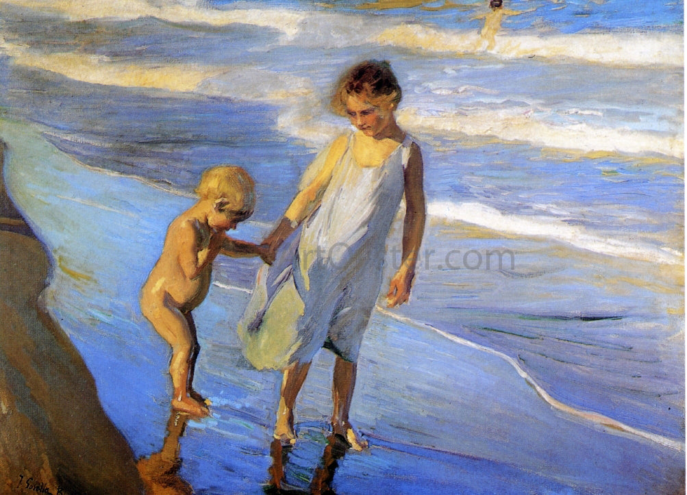  Joaquin Sorolla Y Bastida Valencia, Two LIttle Girls on a Beach - Canvas Print