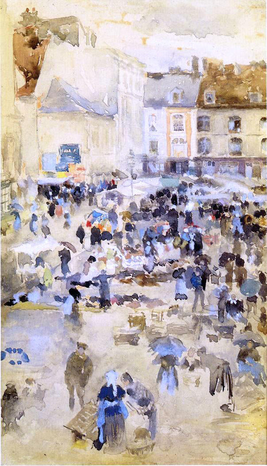  James McNeill Whistler Variations in Violet and Grey - Market Place, Dieppe - Canvas Print