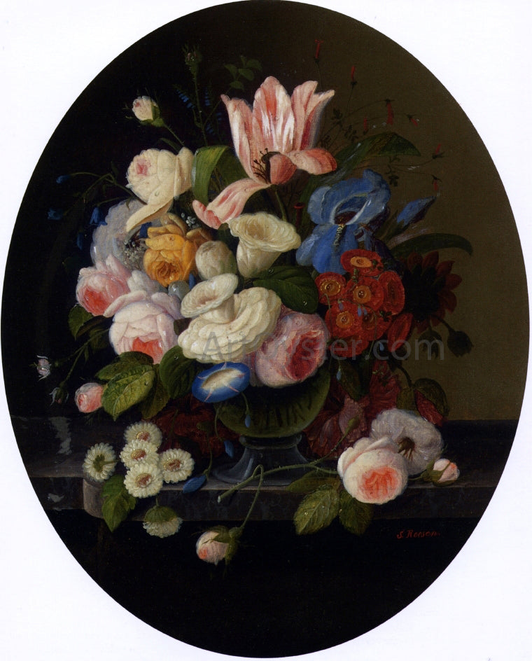  Severin Roesen Vase of Flowers - Canvas Print