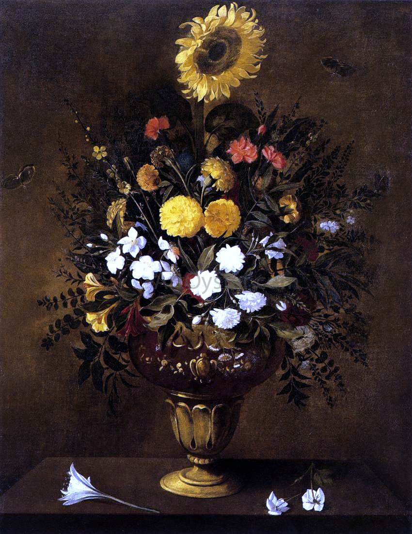  Pedro De Camprobin Vase of Flowers - Canvas Print