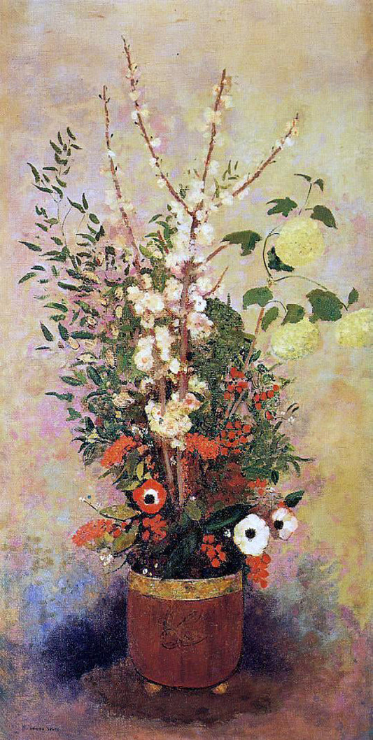  Odilon Redon Vase of Flowers with Branches of a Flowering Apple Tree - Canvas Print