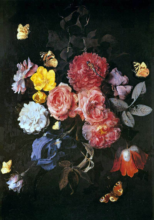  Otto Marseus Van Schrieck Vase of Flowers with Butterflies - Canvas Print