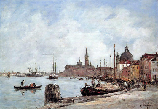  Eugene-Louis Boudin Venice, the Dock of the Guidecca - Canvas Print