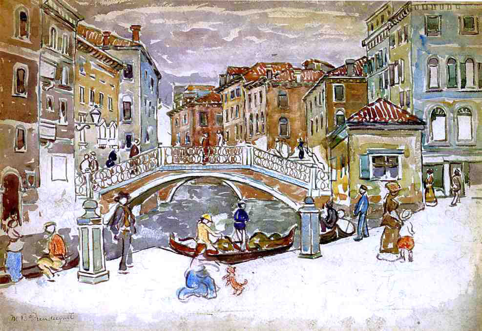  Maurice Prendergast Venice, The Little Bridge - Canvas Print