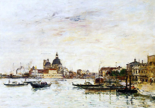  Eugene-Louis Boudin Venice, the Mole at the Entrance of the Grand Canal and the Salute - Canvas Print