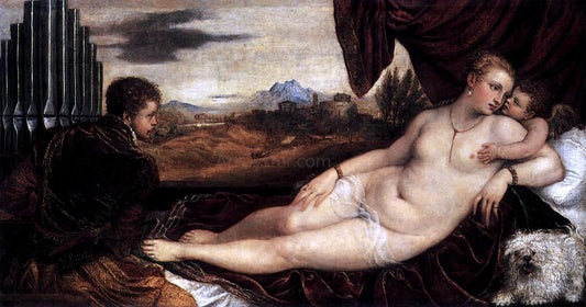  Titian Venus and Cupid with an Organist - Canvas Print