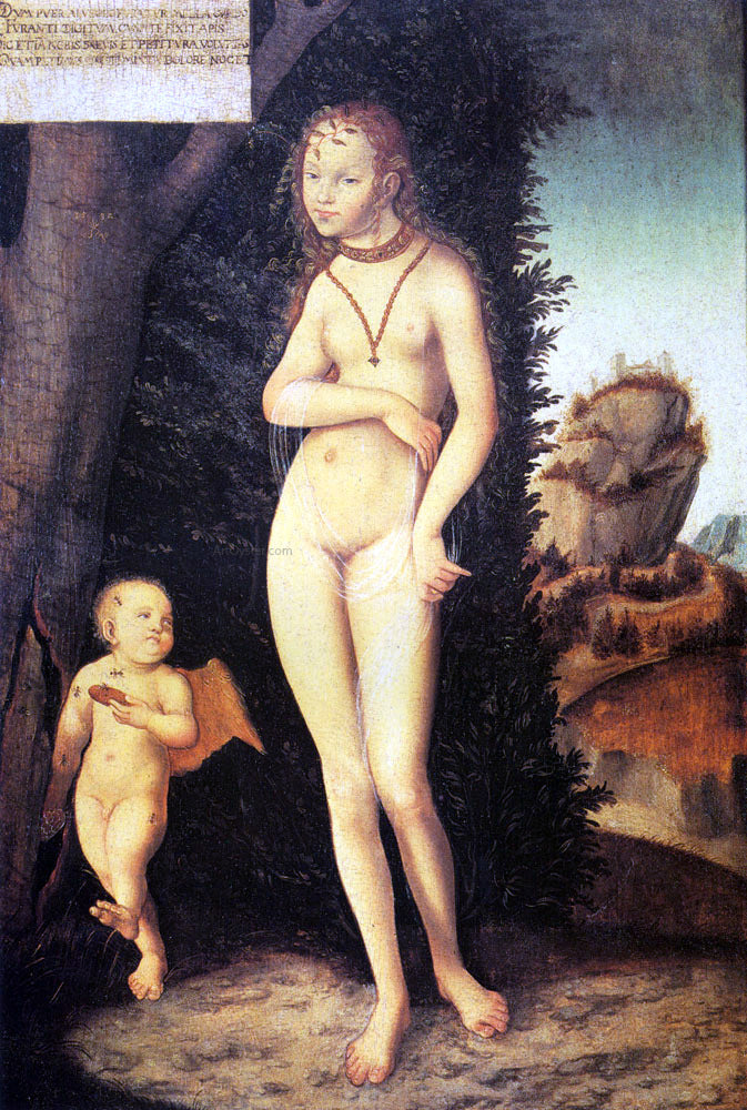  The Elder Lucas Cranach Venus with Cupid the Honey Thief - Canvas Print