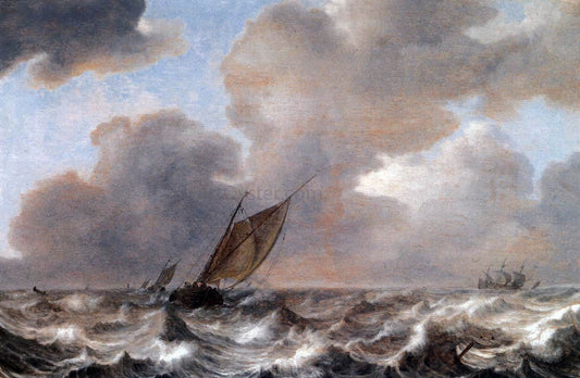  Jan Porcellis Vessels in a Strong Wind - Canvas Print