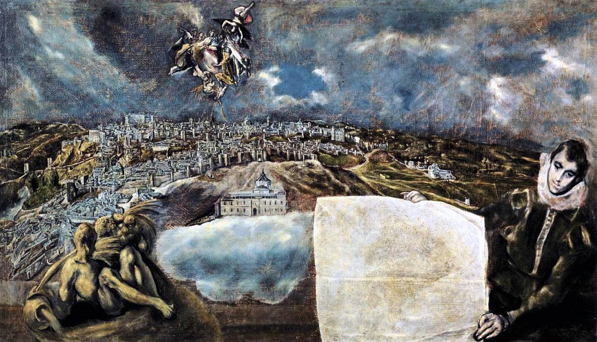  El Greco View and Plan of Toledo - Canvas Print