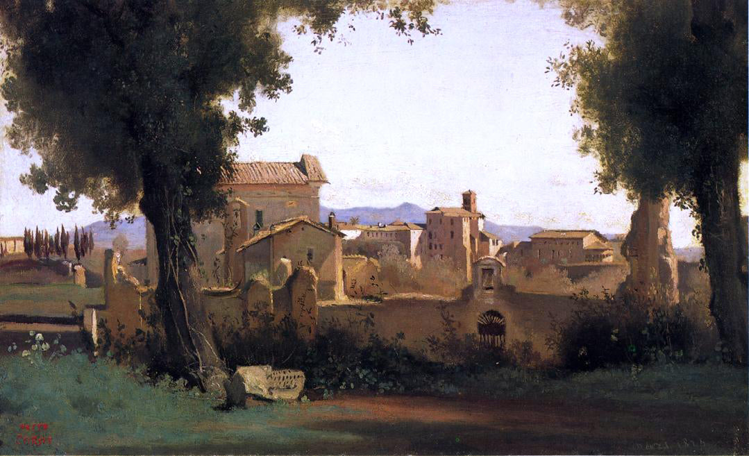  Jean-Baptiste-Camille Corot View in the Farnese Gardens - Canvas Print