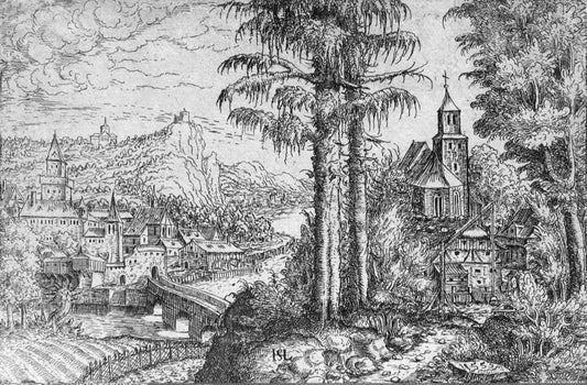  Hanns Lautensack View of a Town along the River with a Church on the Right Bank - Canvas Print
