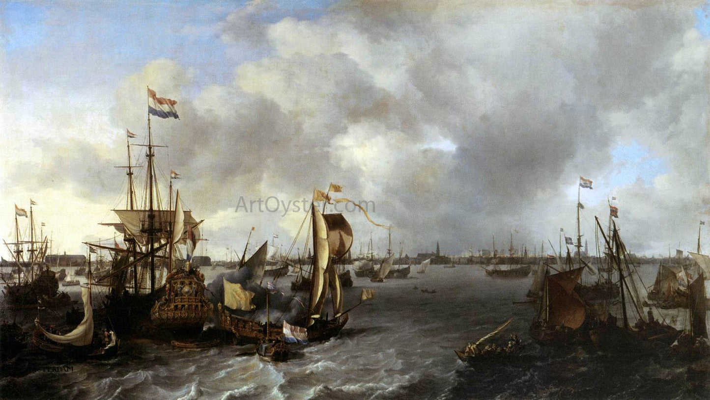  Ludolf Backhuysen View of Amsterdam with Ships on the Ij - Canvas Print