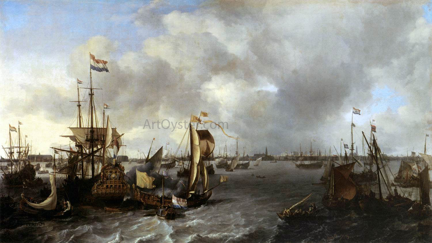 Ludolf Backhuysen View of Amsterdam with Ships on the Ij - Canvas Print
