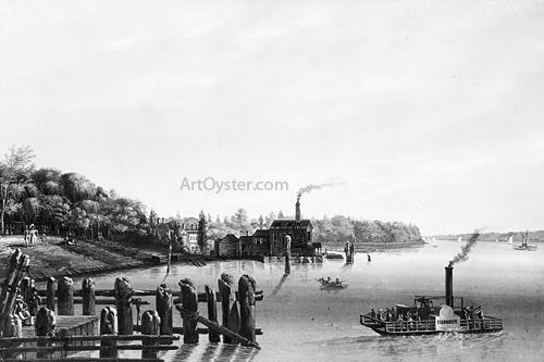  Nicolino Calyo View of Hoboken Taken from the Ferry - Canvas Print