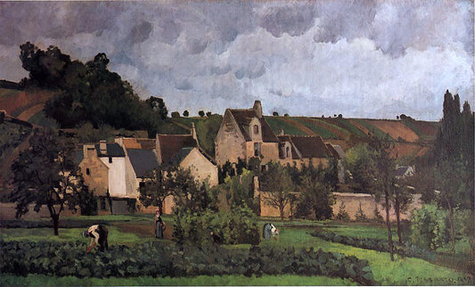  Camille Pissarro View of l'Heritage at Pontoise - Canvas Print