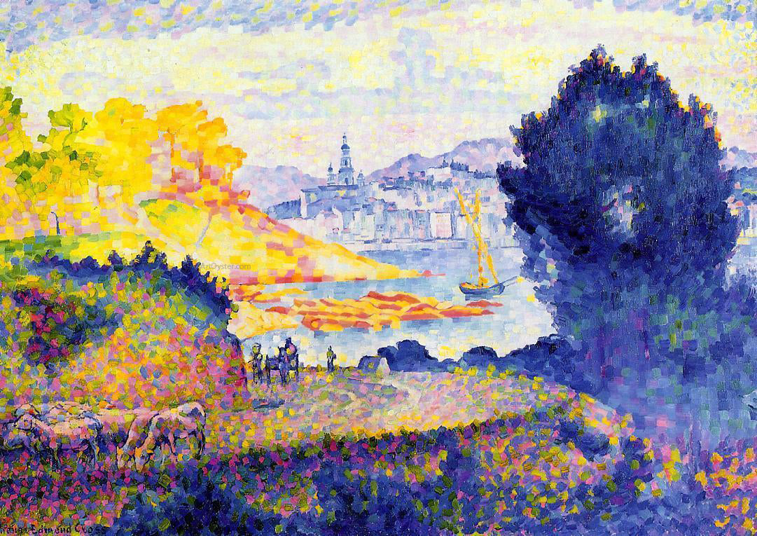  Henri Edmond Cross View of Menton - Canvas Print