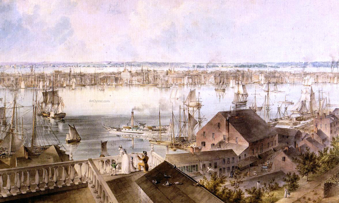  John William Hill View of New York from Brooklyn Heights - Canvas Print