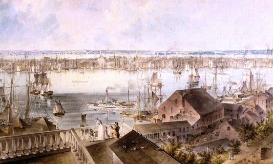  John William Hill View of New York from Brooklyn Heights - Canvas Print