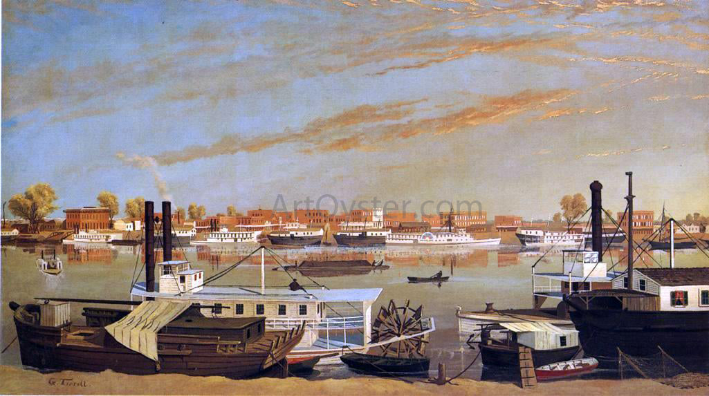  George Tirrell View of Sacramento, California, from across the Sacramento River - Canvas Print