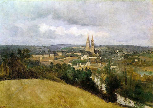  Jean-Baptiste-Camille Corot View of Saint Lo with the River Vire in the Foreground - Canvas Print