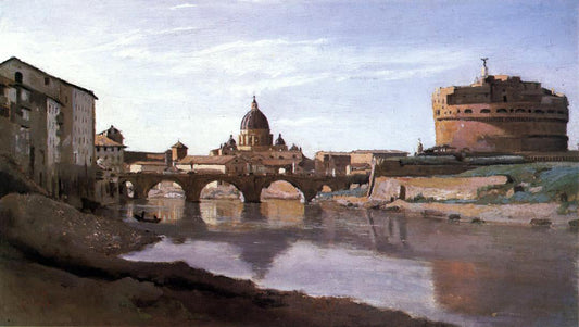  Jean-Baptiste-Camille Corot View of St. Peter's and the Castel Sant'Angelo - Canvas Print