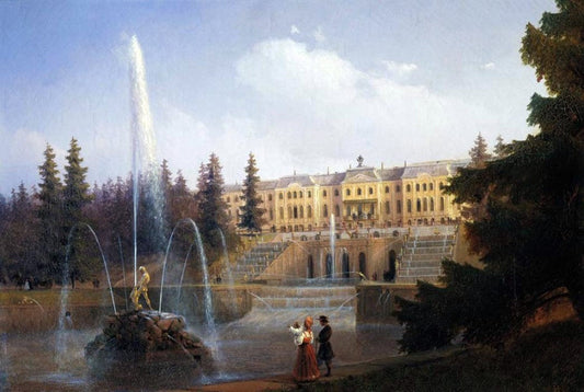  Ivan Constantinovich Aivazovsky View of the Big Cascade in Petergof and the Great Palace of Petergof - Canvas Print