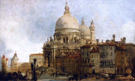  David Roberts View of the Church of Santa Maria della Salute, on the Grand Canal, Venice, with the Dogana Beyond - Canvas Print