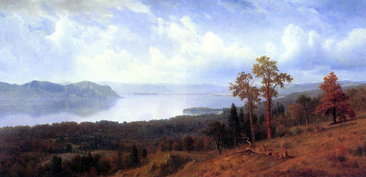  Albert Bierstadt View of the Hudson Looking Across the Tappan Zee Towards Hook Mountain - Canvas Print