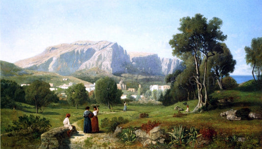  Henri Harpignies View of the Isle of Capri, Gulf of Naples - Canvas Print