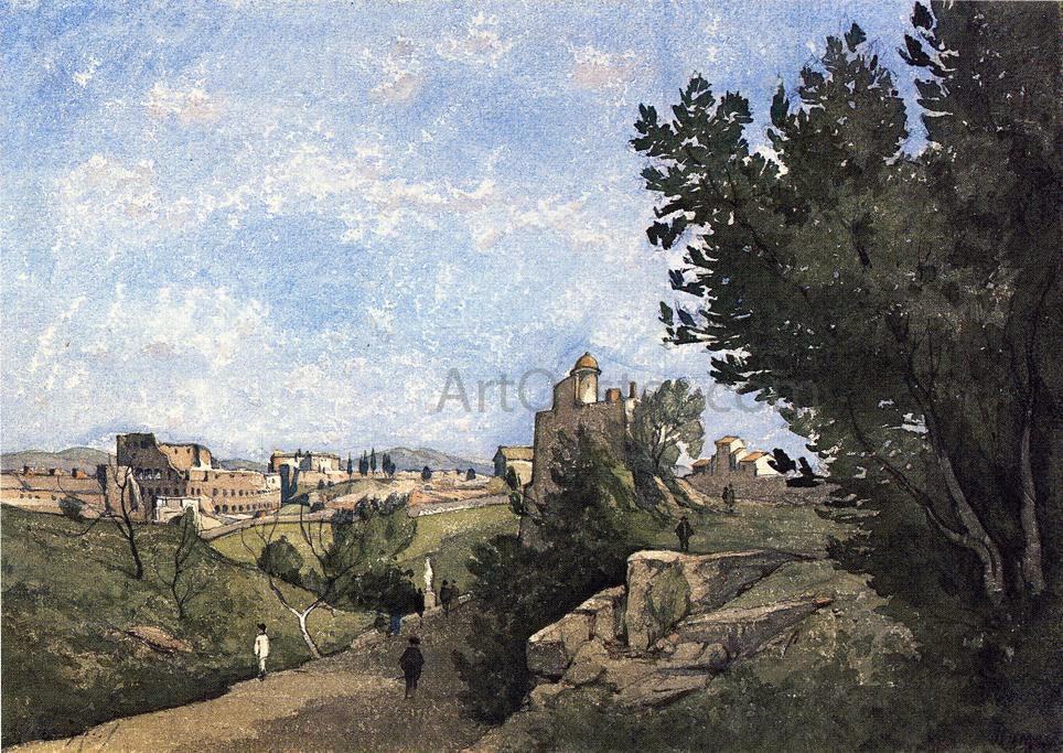  Henri Harpignies View of Villa d'Este - Canvas Print